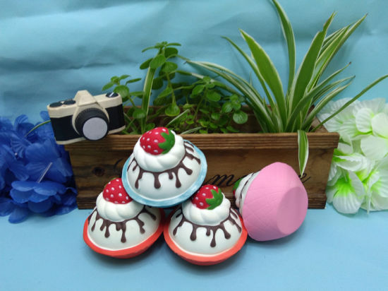 PU Squishy Bowl Strawberry Cake Squishies Slow Rising Toys