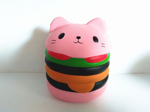 Hamburger Cat Super Squishies Scented PU Soft Slow Rising Squishy Toys